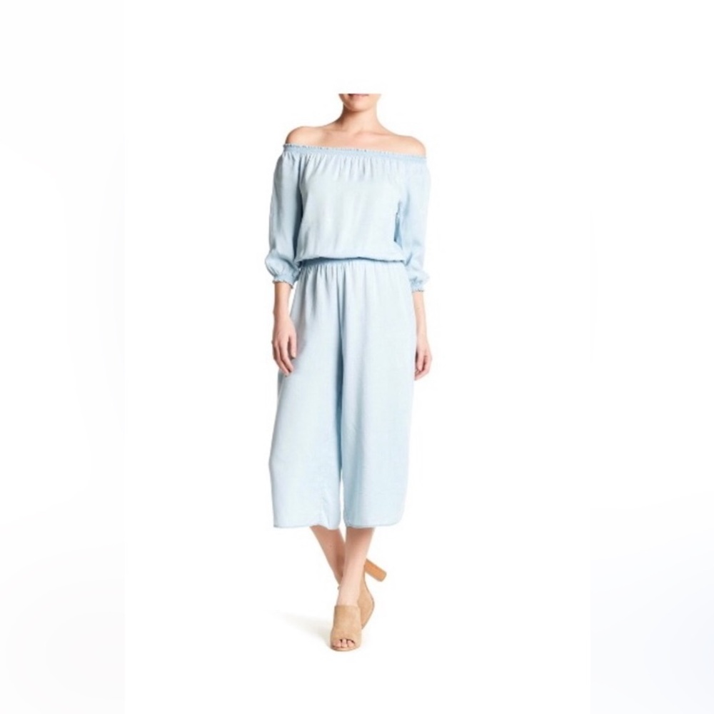NWT Walter Baker Kaiser Chambray Crop Wide Leg Jumpsuit Size XS